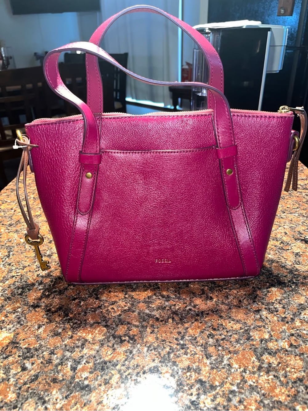 Fossil Avondale Magenta Zip Top Small Satchel - like new condition!